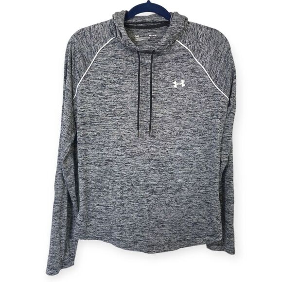 Under Armour UA Womens M Velocity Logo Pullover Hoodie Gray High Neck Athletic - Picture 1 of 5